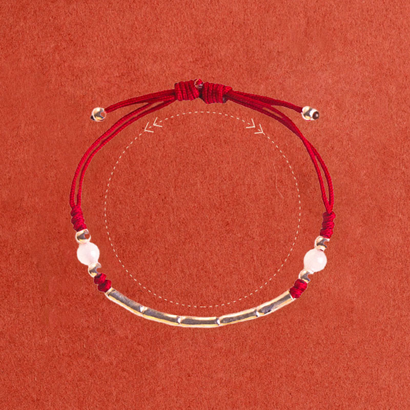 Pulsera trenzada de cuerda de protección de cuentas de ágata blanca de bambú de plata de ley 925 con Buddha Stones