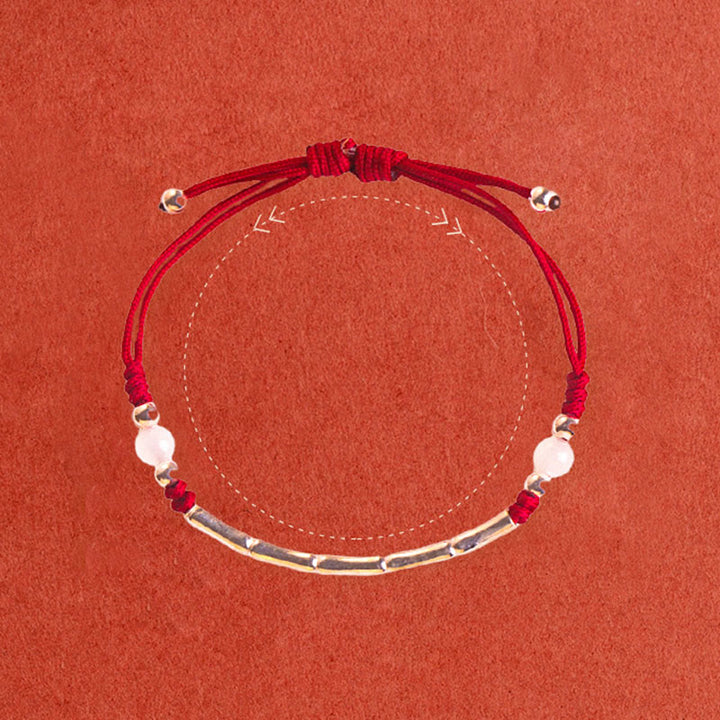 Pulsera trenzada de cuerda de protección de cuentas de ágata blanca de bambú de plata de ley 925 con Buddha Stones