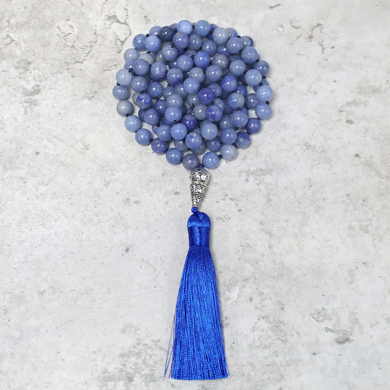 108 Mala Aventurina Azul Cuentas Yoga Meditación Oración Collar De Cuentas