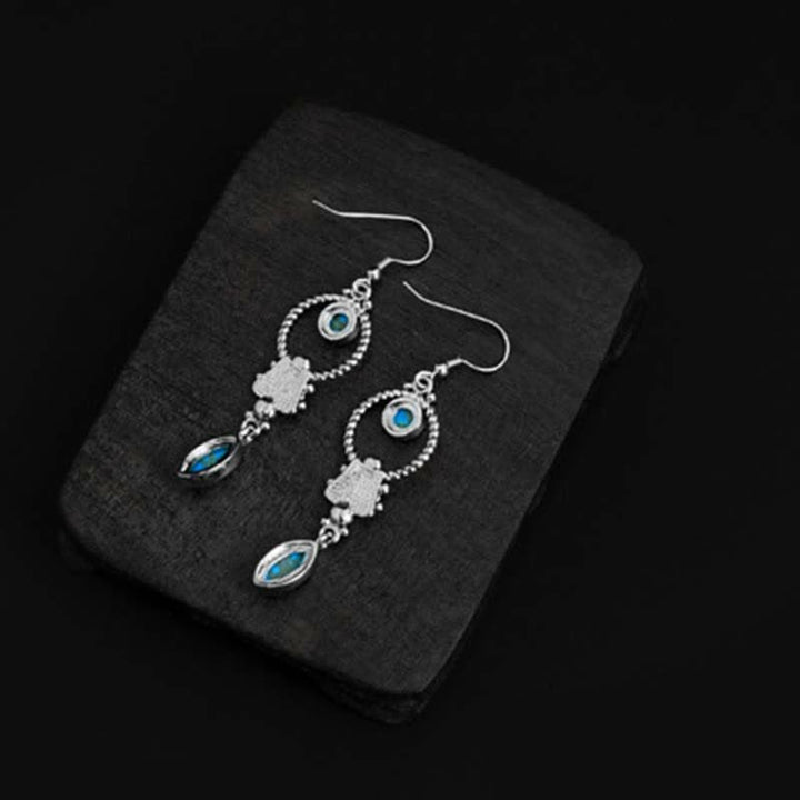 Buddha Stones de plata de ley 925 con gancho, baño de cobre vintage y turquesa con diseño de gota de agua. - image 8