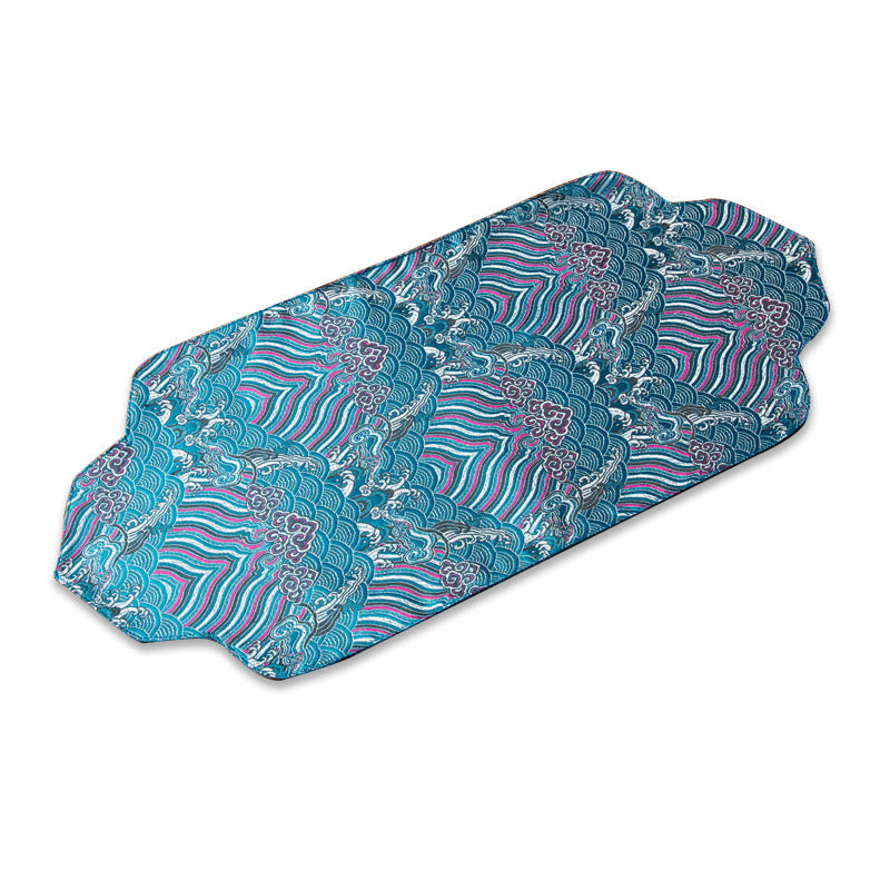 Tapete para taza con bordado de brocado de flor de ciruelo de bambú, posavasos para taza de té, Buddha Stones, ola de mar, tapete para té Kung Fu
