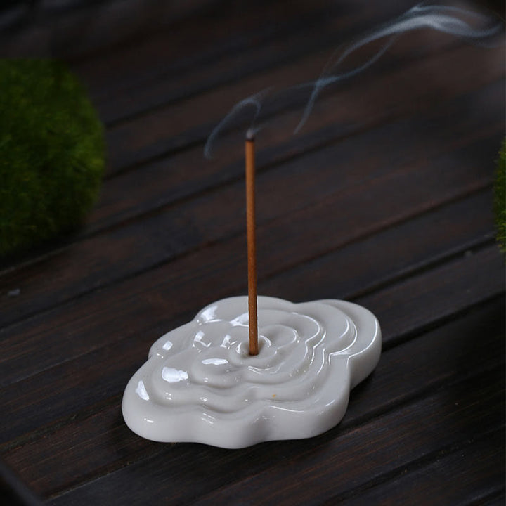 Buddha Stones, Mini diseño de nubes propicias, palo curativo, decoración de quemador de incienso pequeño de cerámica