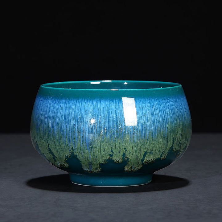 Taza de té de cerámica con cambio de horno de esmalte Jianzhan chino , Buddha Stones, taza de té Tenmoku Kung Fu