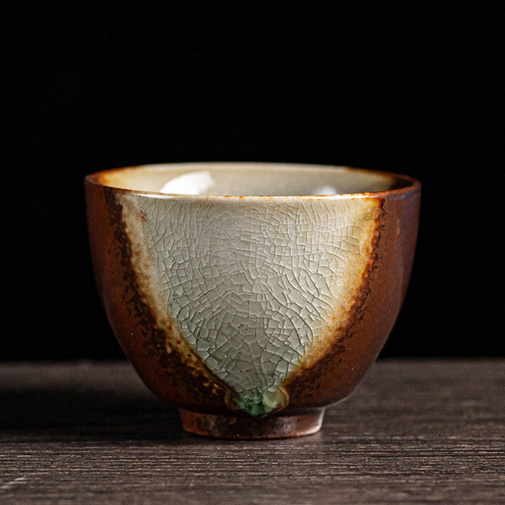 Taza de té de cerámica con cambio de horno marrón Retro con Buddha Stones, taza de té de Kung Fu