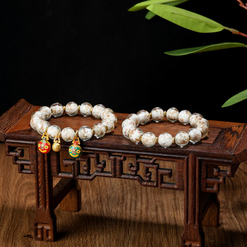Pulsera de éxito con cuentas de cristal Liuli fluorescentes luminosas con abalorio familiar de bestia tragadora de oro con Buddha Stones