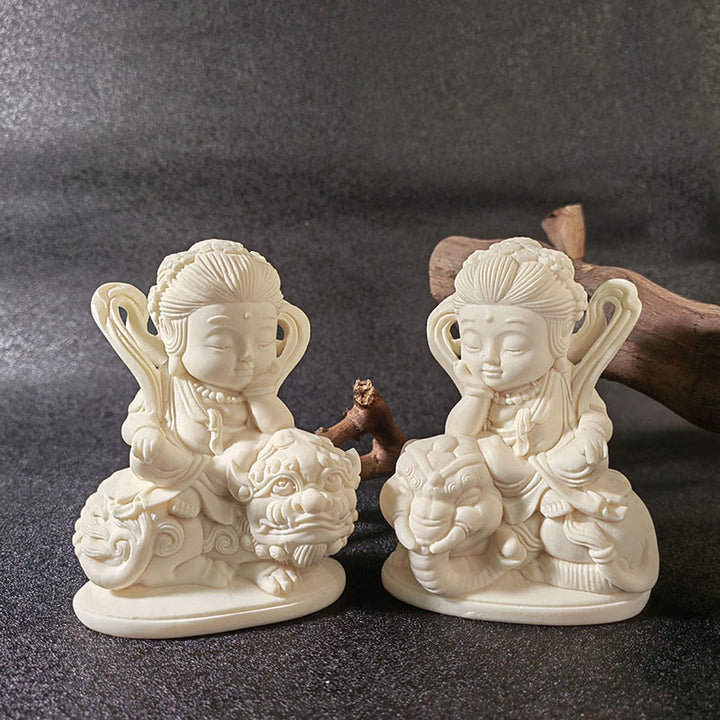 Buddha Stones Mini fruta de marfil Tathagata Buda Lotus Kwan Yin Avalokitesvara Manjusri Samantabhadra Serenity decoración de escritorio