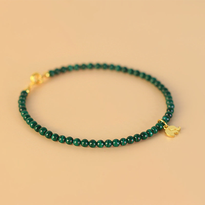 Pulsera con dijes antiansiedad de elefante de malaquita natural con Buddha Stones