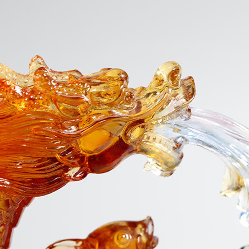 Buddha Stones Feng Shui Dragón Koi Pez hecho a mano Liuli Crystal Art Piece Decoración de la Oficina del Hogar - image 5