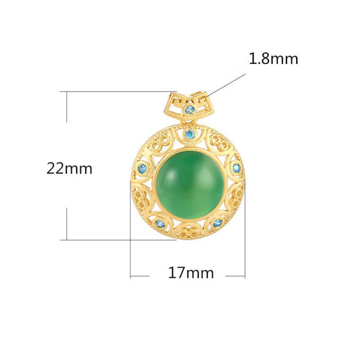 Colgante de plata de ley 925 con calcedonia verde y jade blanco hetiano