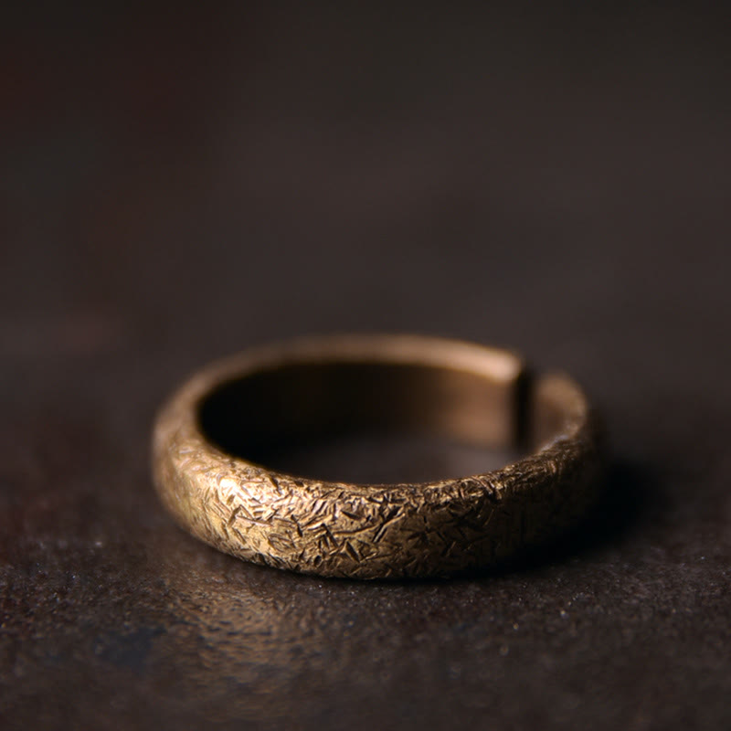 Anillo de pareja de suerte de cobre con diseño de textura vintage tibetano