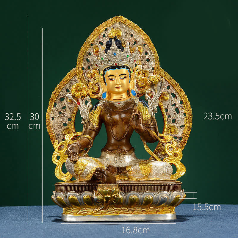 Decoración de estatua de cobre Bodhisattva Green Tara Hope - image 16