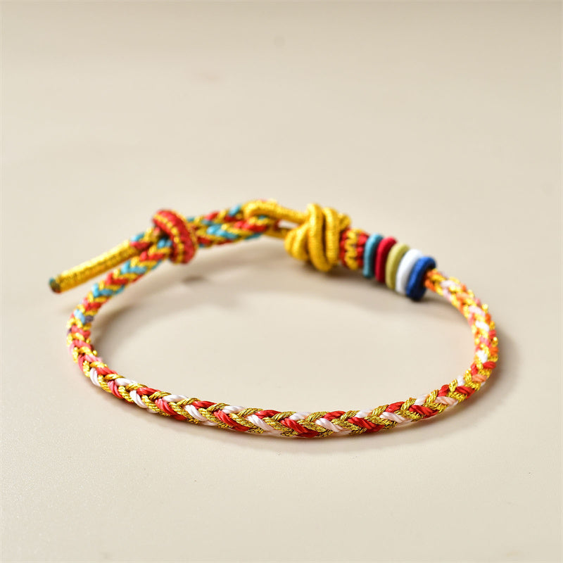 Pulsera de cuerda trenzada curativa de oro colorido hecha a mano con Buddha Stones