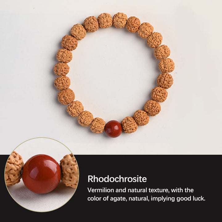 Buddha Stones Tíbet Rudraksha Bodhi Semilla Riqueza Pulsera auspiciosa