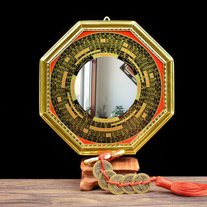 Feng Shui Bagua Mapa Monedas de los Cinco Emperadores Calabaza Equilibrio Sala de Estar Mapa de energía Espejo