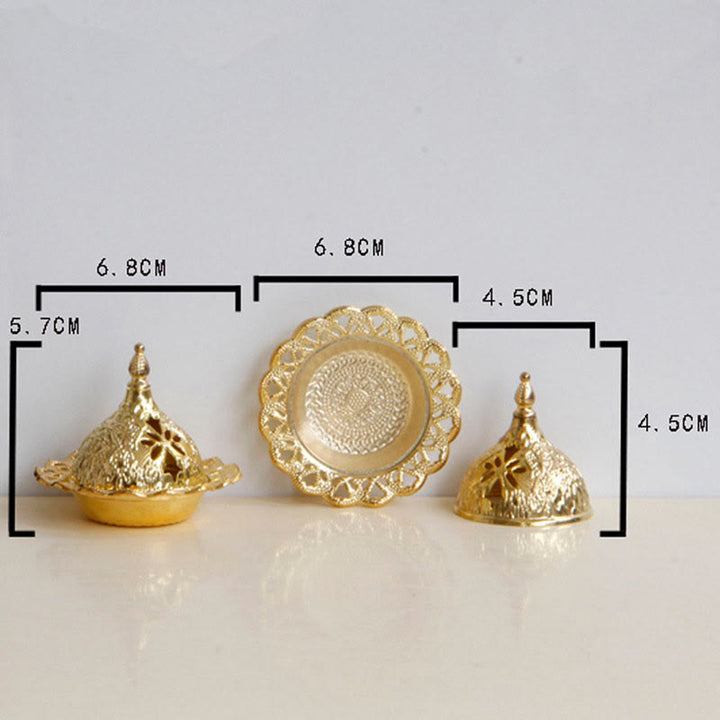 Quemador de incienso de meditación tibetano de oro mini