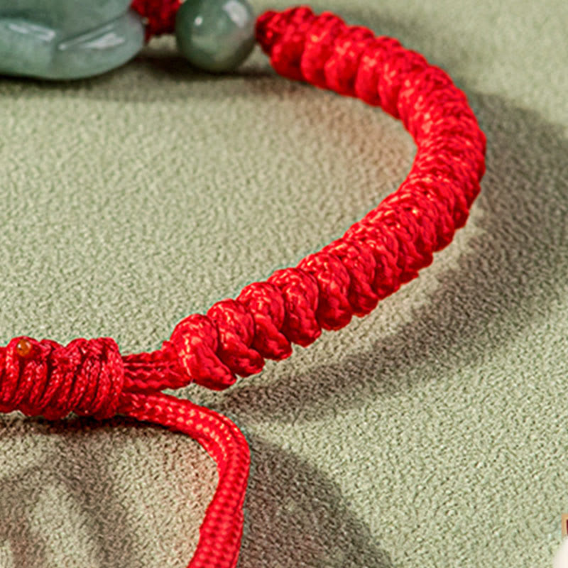 Pulsera de cuerda trenzada con nudo King Kong, protección PiXiu de Jade Natural hecha a mano con Buddha Stones