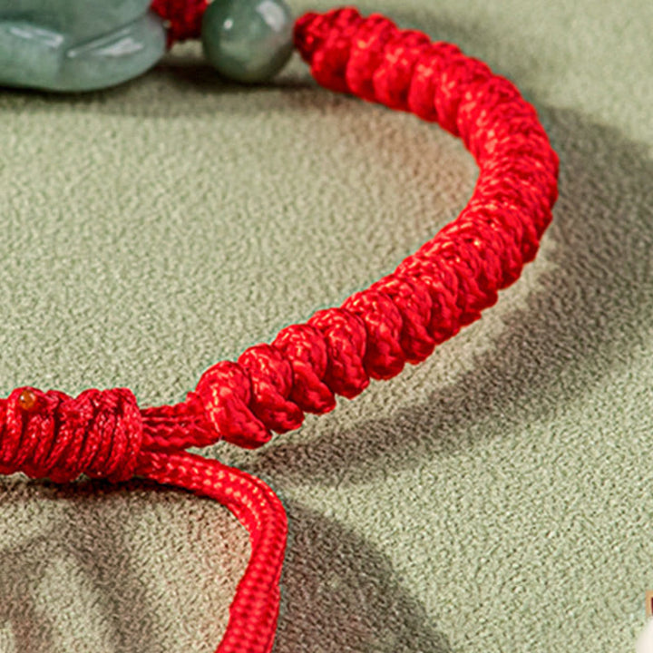 Pulsera de cuerda trenzada con nudo King Kong, protección PiXiu de Jade Natural hecha a mano con Buddha Stones