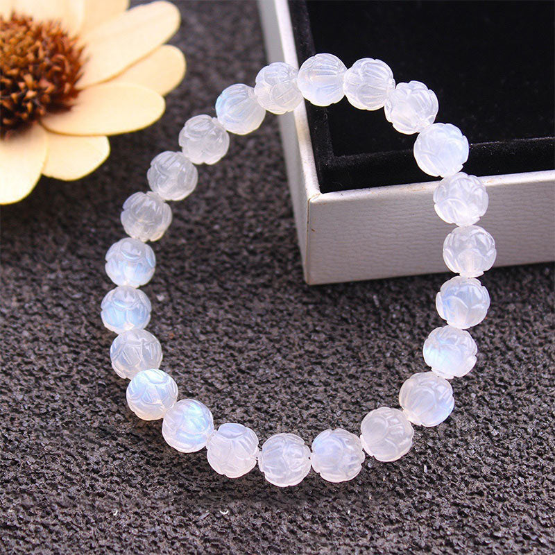 Pulsera de amor de loto de piedra lunar natural de Buddha Stones