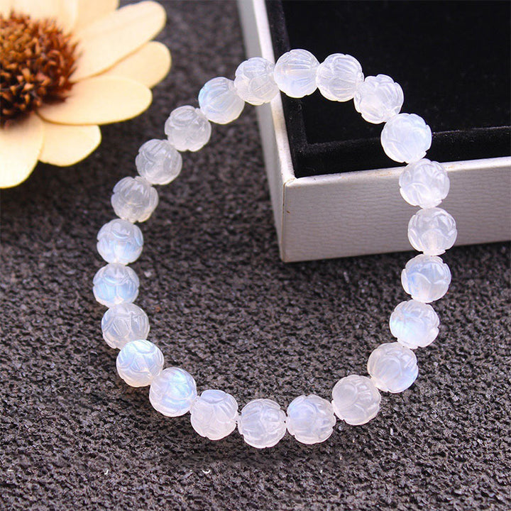 Pulsera de amor de loto de piedra lunar natural de Buddha Stones