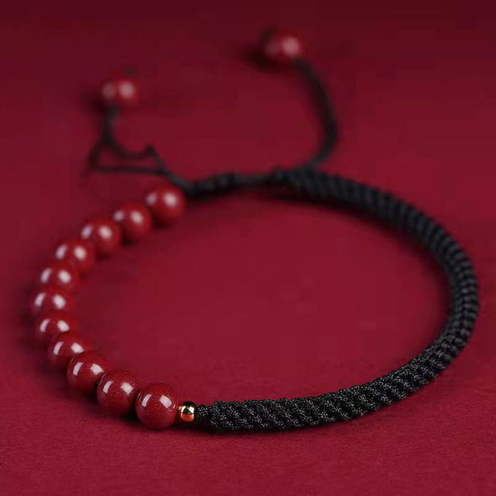 Pulsera de hilo de bendición con nudo King Kong de cinabrio natural con Buddha Stones