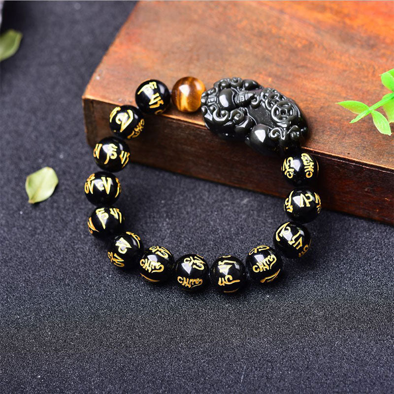 Pulsera de riqueza de obsidiana FengShui PiXiu