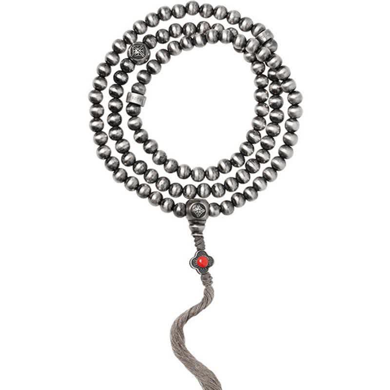 108 cuentas Mala de plata de ley 925, ágata roja, turquesa, pulsera con dijes de confianza