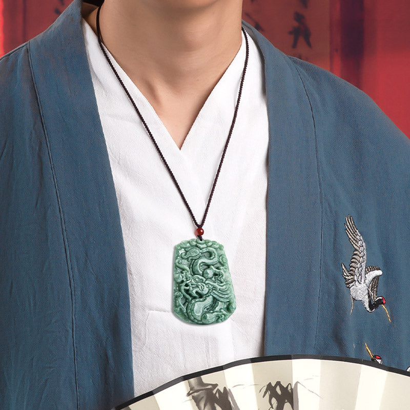 Collar con colgante de cadena con Buddha Stones, dragón del zodiaco chino, Jade, fuerza - image 3