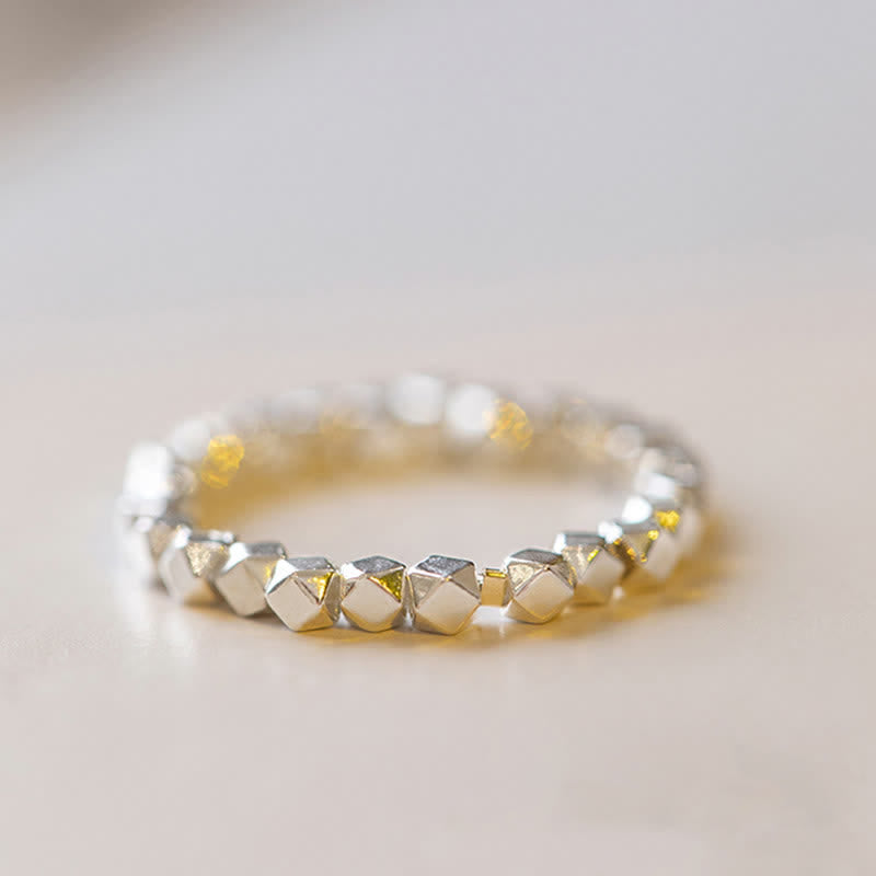 Anillo de bendición con cuentas de plata de ley 925