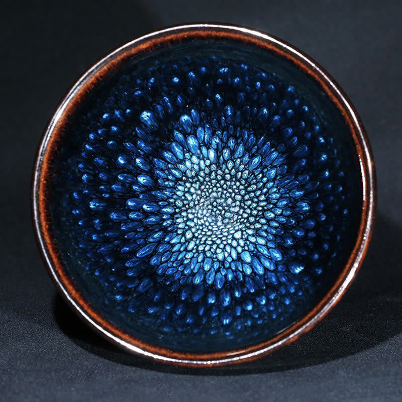Buddha Stones hechas a mano, punto de Francolinus azul, taza de té de cerámica china Jianzhan, tazón de taza de té de Kung Fu
