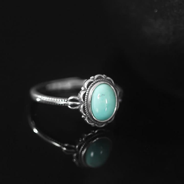 Anillo de protección de ágata roja turquesa tibetana de plata de ley 925