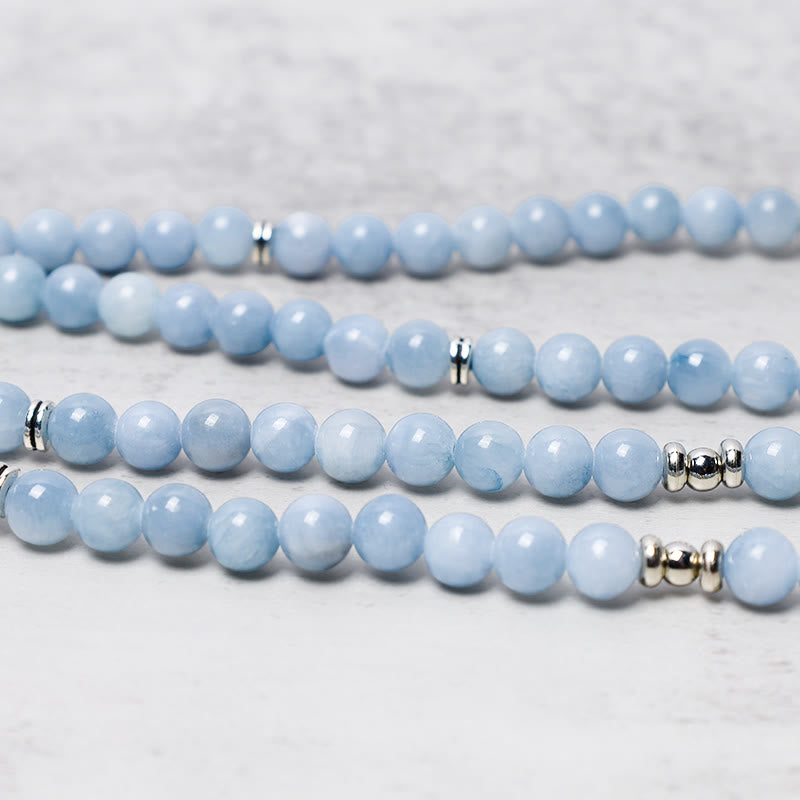 Pulsera curativa de aguamarina con cuentas Mala de 108 Buddha Stones