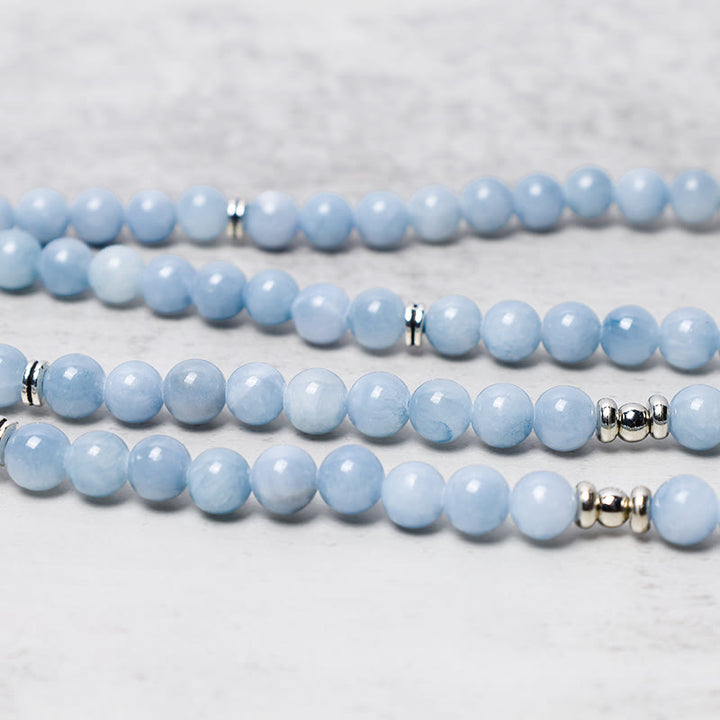 Pulsera curativa de aguamarina con cuentas Mala de 108 Buddha Stones