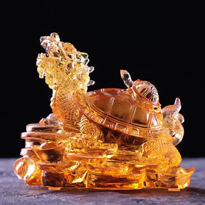 Buddha Stones Feng Shui, monedas de tortuga dragón hechas a mano, pieza de arte de la suerte de cristal Liuli, decoración para el hogar y la Oficina