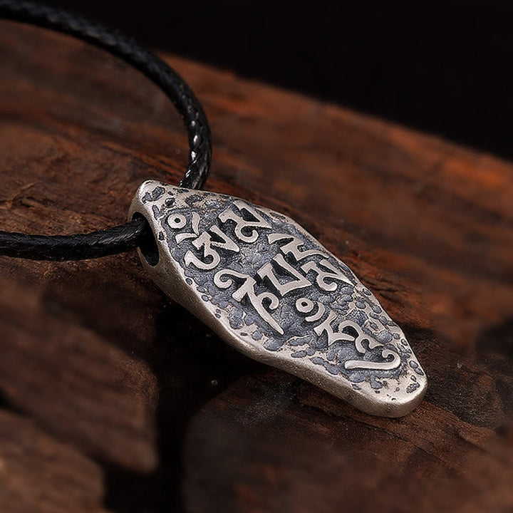 Colgante de plata de ley 925 tibetana con Buddha Stones Om Mani Padme Hum Dorje Vajra, colgante de fuerza grabado - image 7