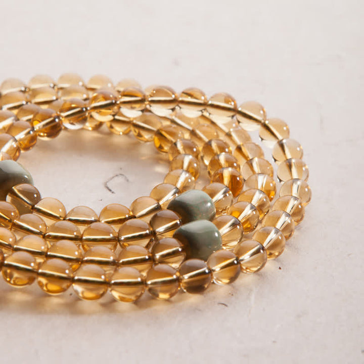 108 cuentas Mala de plata de ley 925, citrino, sándalo, turquesa, protección, pulsera de prosperidad