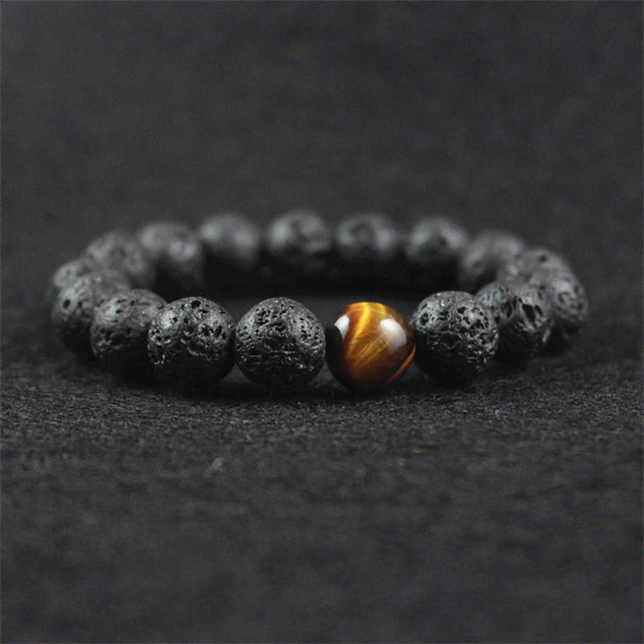 Pulsera curativa de la paz con piedra de ojo de tigre, roca de lava, Buddha Stones - image 0