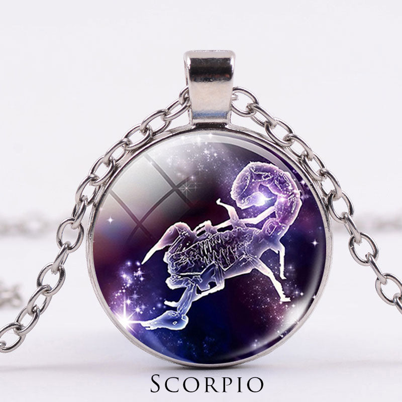 12 Constelaciones del Zodíaco Luna Cielo Estrellado Protección Bendición Collar Colgante