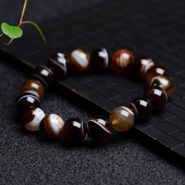 Pulsera Buddha Stones Sardónix Tibetano Felicidad Positiva