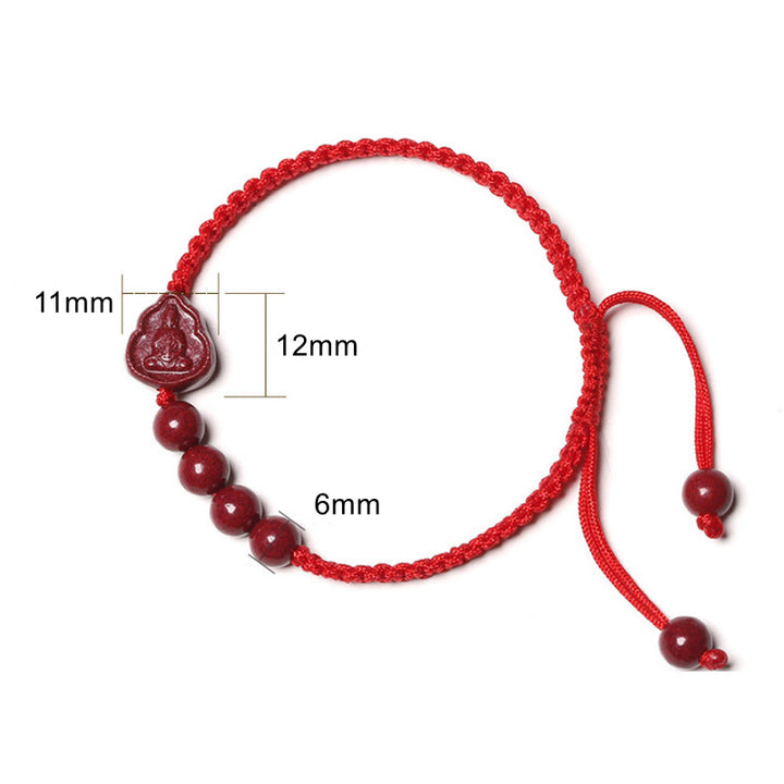 Pulsera de cuerda de bendición de cinabrio de Avalokitesvara de Buda sonriente con Buddha Stones