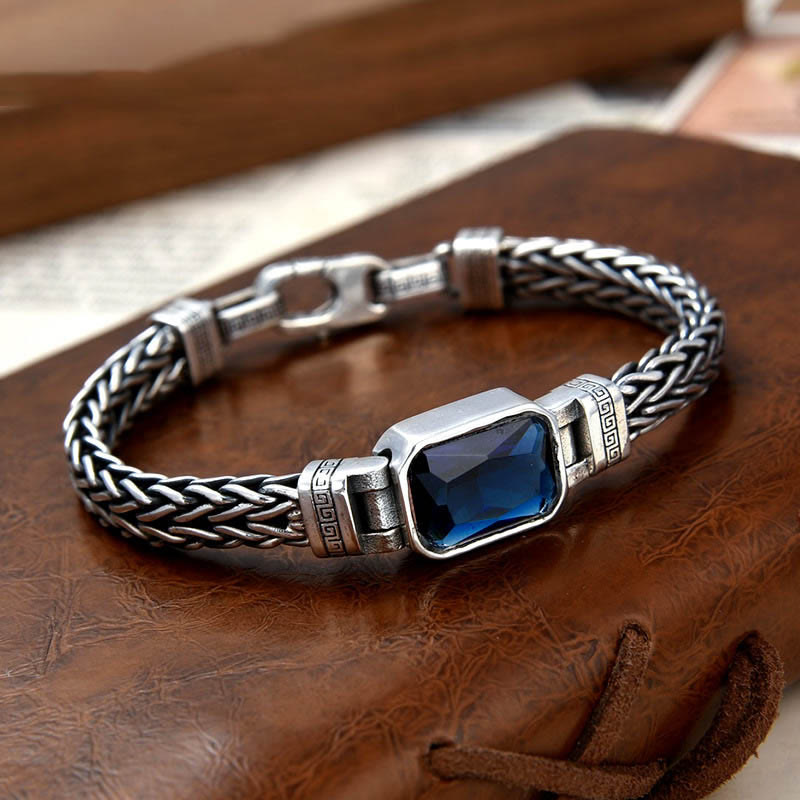 Pulsera con hebilla de riqueza curativa con diseño trenzado de quilla de dragón acrílico azul Retro con Buddha Stones