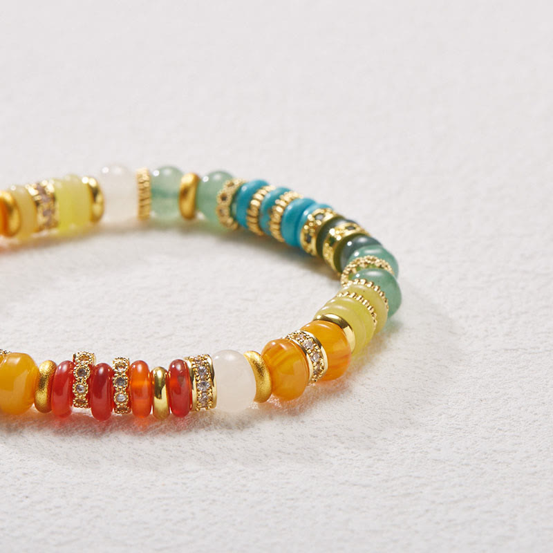 Pulsera de confianza de arcoíris de jade de ágata roja natural con Buddha Stones