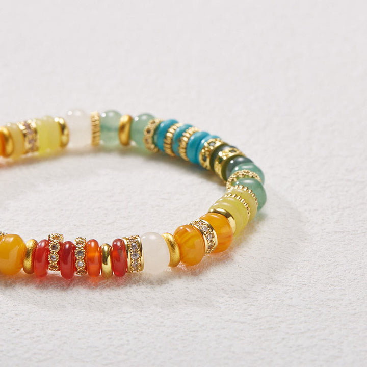 Pulsera de confianza de arcoíris de jade de ágata roja natural con Buddha Stones
