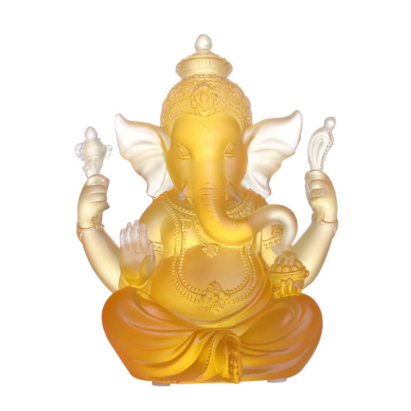 Buddha Stones hechas a mano, Ganesh Ganpati, estatuilla de elefante Liuli, pieza de arte con cristal, estatua de protección, decoración del hogar - image 7