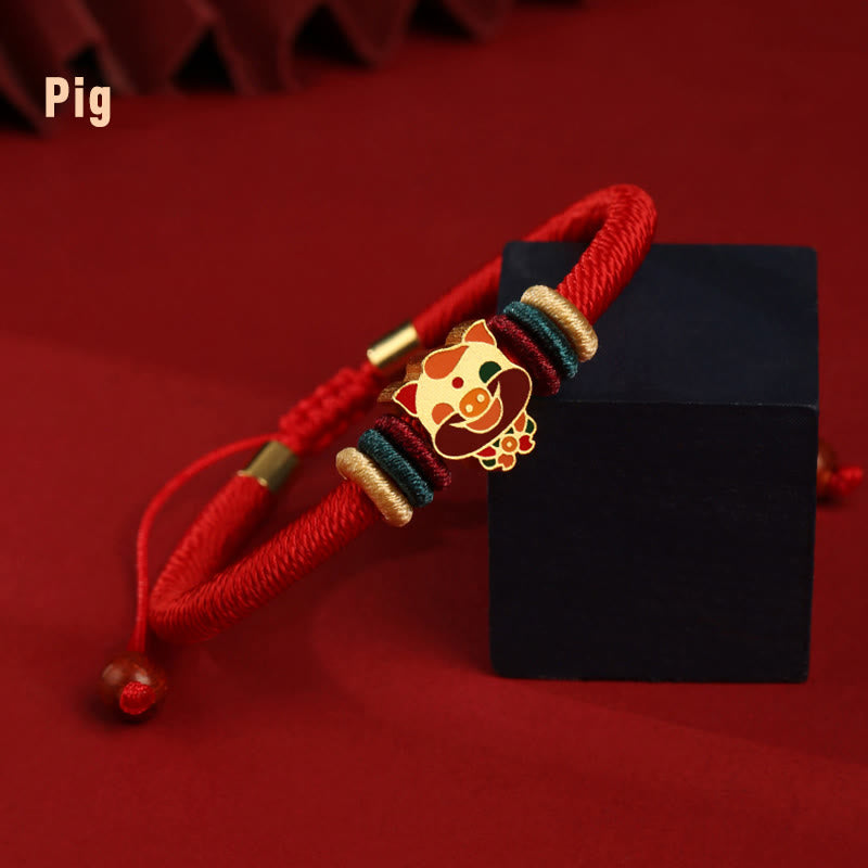 Pulsera roja trenzada de la suerte del zodíaco chino, hecha a mano, de Plata de Ley 925 con Buddha Stones , Año del Dragón