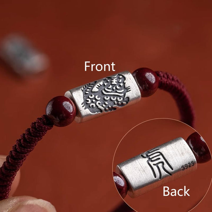 Pulsera de hilo de cinabrio del zodíaco chino de plata de ley 925 con Buddha Stones