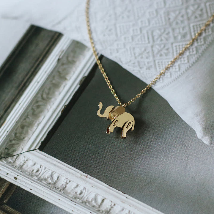 Colgante de cadena de collar de suerte de acero de titanio elefante