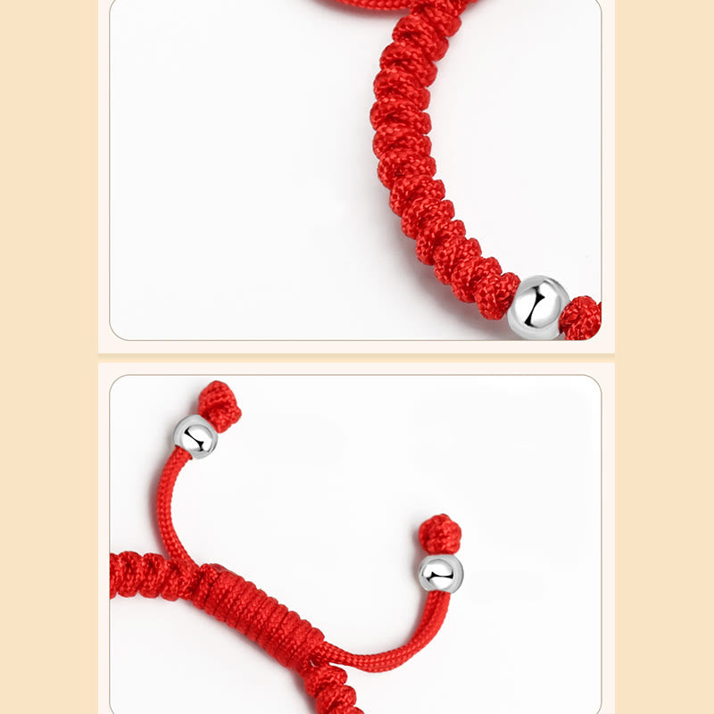 Buddha Stones Plata de ley 925 Hecha a mano Personaje Fu Bolsa de dinero de la suerte Candado chino Campana Loto Moneda de cobre Nudo King Kong Pulsera trenzada para niños