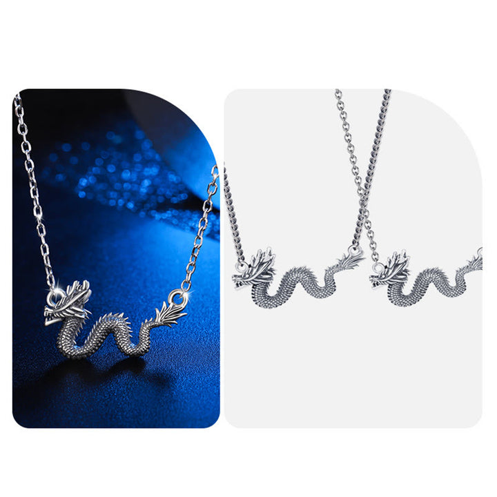 Colgante de cadena de protección de dragón auspicioso del Año del Dragón de Plata de Ley 925 con Buddha Stones - image 8