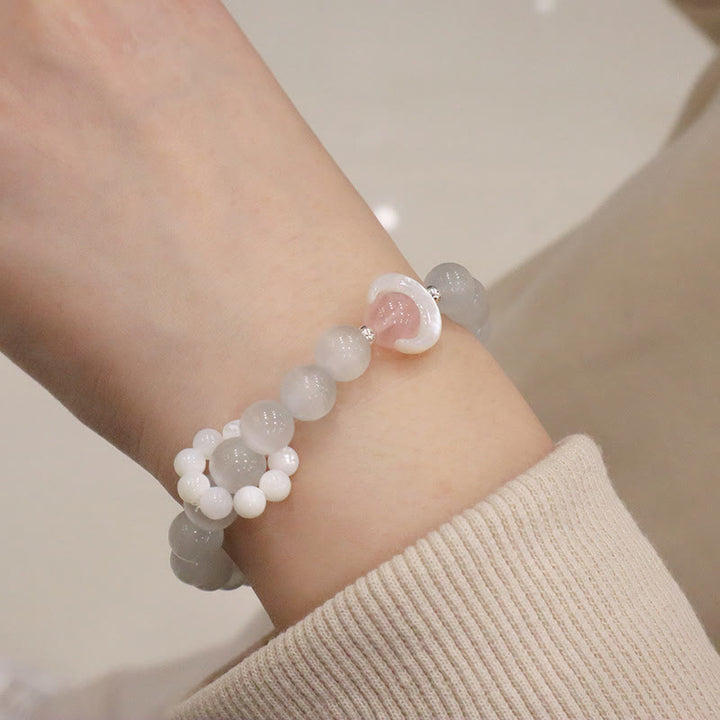 Pulsera de plata de ley 925 con Buddha Stones, amatista natural, aguamarina, cristal rosa, ojo de gato, luna creciente curativa - image 20