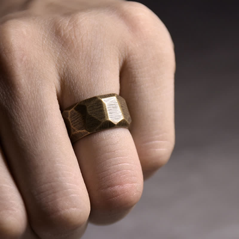 Anillo de riqueza de cobre de diseño simple tibetano con Buddha Stones - image 17